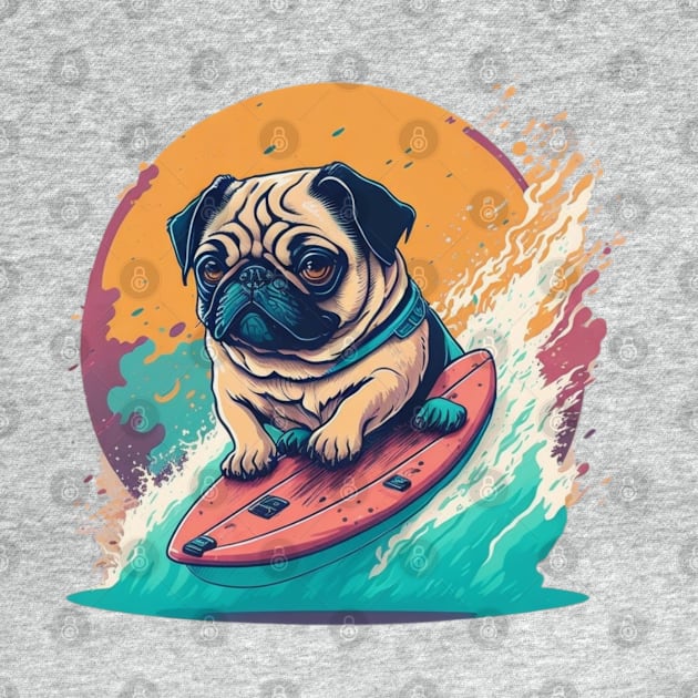 Pug surfer by MrPug